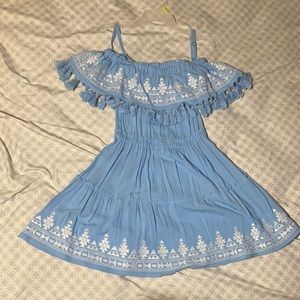 LIGHT BLUE OFF THE SHOULDER DRESS